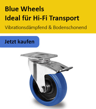 Blue Wheels für Soundanlagen Transport von der ROLLENDE SHOP
