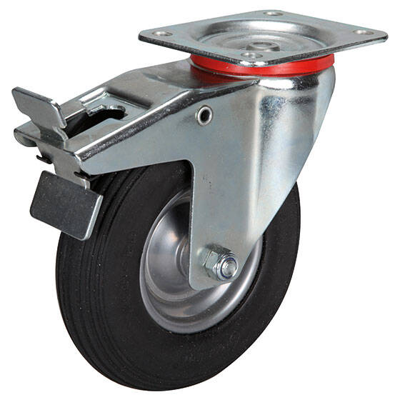 Lenkrolle mit Feststeller 180 mm PU-Rad mit Stahlfelge pannensicher