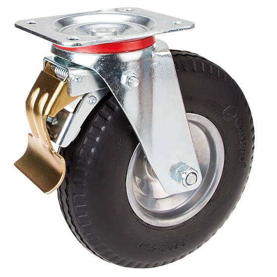 Lenkrolle mit Feststeller 225 mm PU-Rad mit Stahlfelge pannensicher
