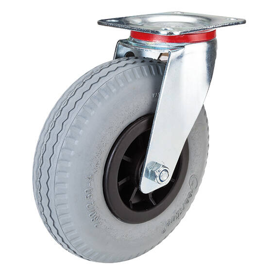 Lenkrolle 200 mm PU-Rad mit Kunststoff-Felge pannensicher