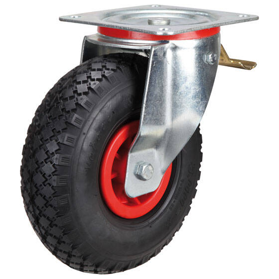 Lenkrolle mit Feststeller 260 mm PU-Rad mit Kunststoff-Felge pannensicher