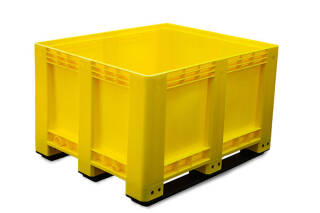 Bigbox gelb 1200x1000x790 mm geschlossen mit 3 Kufen