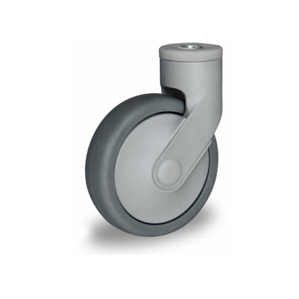 Lenkrolle mit Rückenloch 125 mm Thermoplastisches Gummi "Kunststoffrolle"