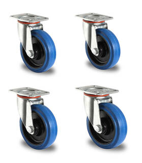 Rollensatz 4 Lenkrollen 80 mm Elastik Blue Wheels