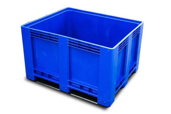 Bigbox blau 1200x1000x760 mm geschlossen mit 3 Kufen incl. Deckel
