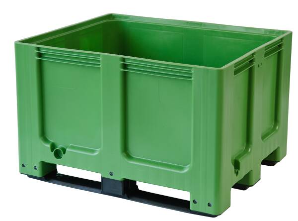 Bigbox grün 1200x1000x760 mm geschlossen mit 3 Kufen incl. Deckel
