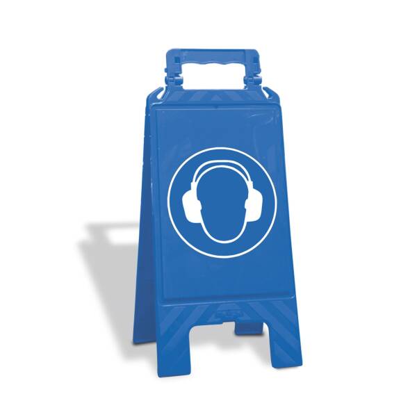 Warnaufsteller Gehörschutz blau klappbar