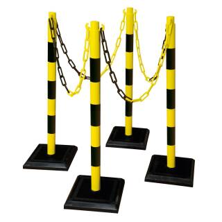 4er Set Kettenständer Schwer viereckiger betongefüllter Fuß gelb/schwarz