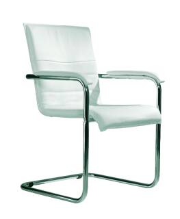Freischwinger Stuhl weiß/chrom
