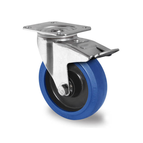 Lenkrolle mit Feststeller 80 mm Elastik "Blue Wheels"