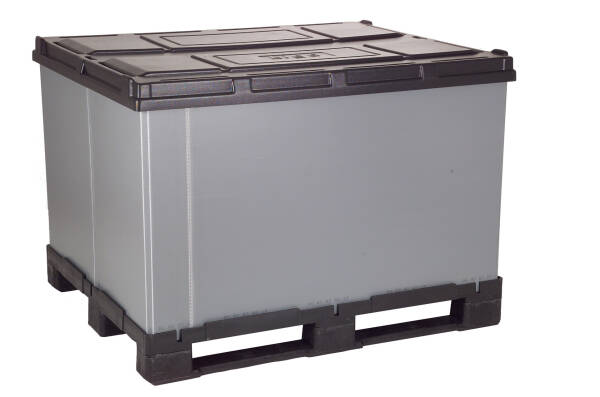 Faltbox Großraumbehälter aus Kunststoff 1200x1000x1100 mm mit 3 Kufen 2er Pack