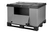 Faltbox Großraumbehälter aus Kunststoff 1200x1000x1100 mm mit 3 Kufen und Ladeklappe 2er Pack