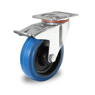 Rollensatz 4 Lenkrollen mit Feststeller 100 mm Elastik "Blue Wheels"