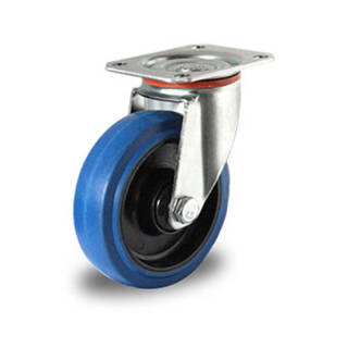 Rollensatz 2 Lenkrollen mit Feststeller + 2 Lenkrollen 160 mm Elastik "Blue Wheels"