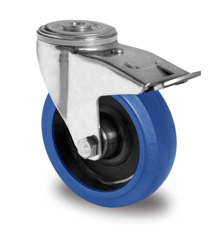 Blue Wheels Lenkrolle Feststeller 80 mm Elastik Rückenloch