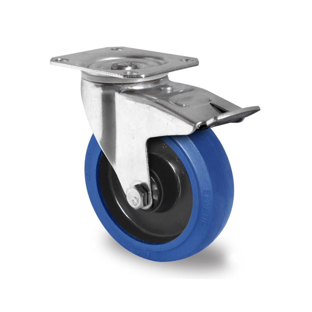 Lenkrolle mit Feststeller 100 mm Elastik Blue Wheels