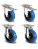 Rollensatz 2 Lenkrollen mit Feststeller + 2 Lenkrollen 100 mm Elastik "Blue Wheels"